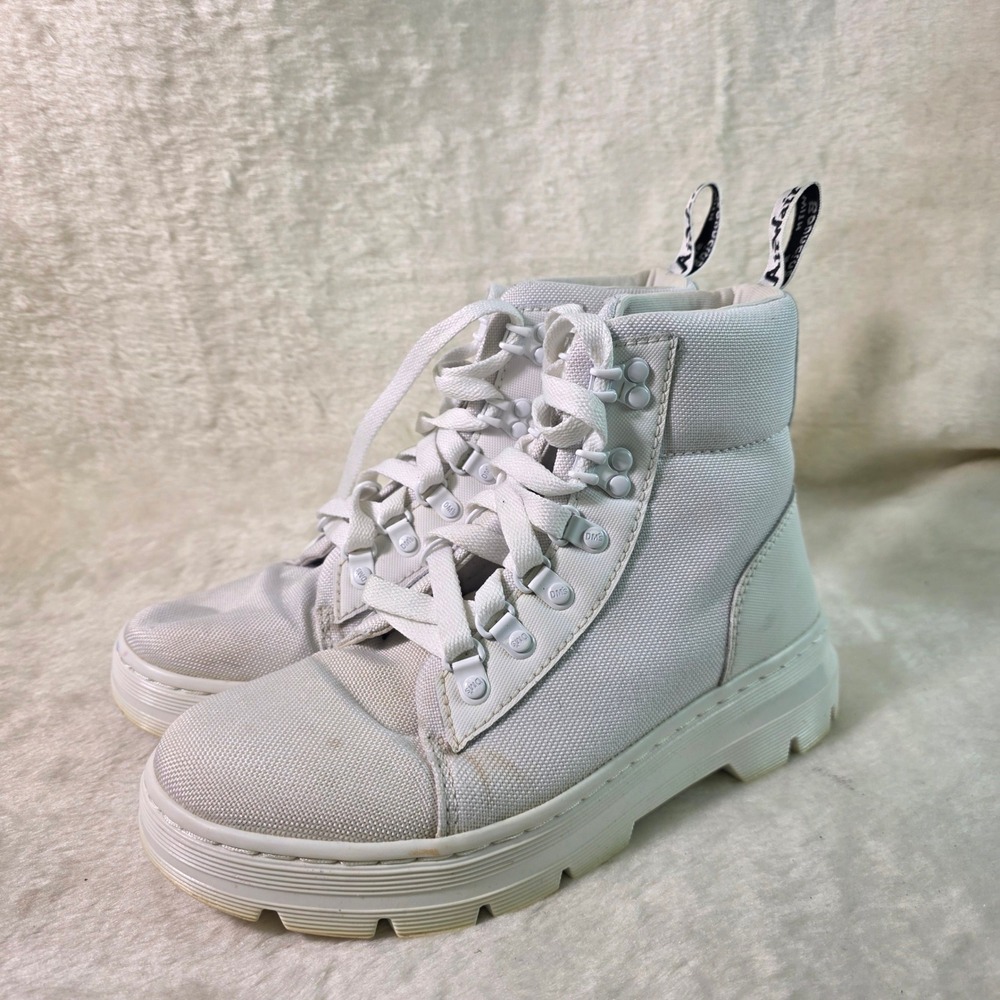 Dr. Martens Combs W Combat Boots White Nylon Utility Womens 7